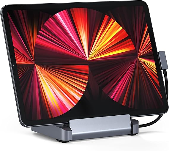 Satechi 6-in-1 USB-C Stand Hub for iPad Pro, Foldable Design, Space Gray | Aluminum build, docking station, for iPad Air/Pro