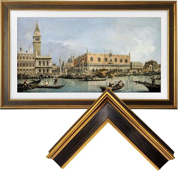 Samsung The Frame TV Bezel/Mounts Modern black,Compatible ONLY with Samsung The Frame TV 55"/PRO(Fits 2021-2026 models, model codes:55LS03A/B/C/D/FA/HE/HW) (Gilded Noir, 55-LS03)