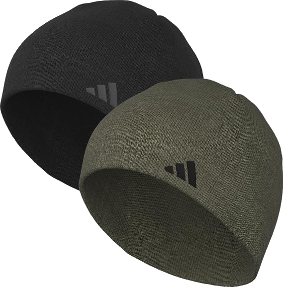 adidas Men's Go-to Beanie 2-Pack | Warm Double-Layer Knit, Two Beanies Included, Durable Acrylic Knit, Embroidered Logo, Classic Skully Fit, Cold-Weather Ready