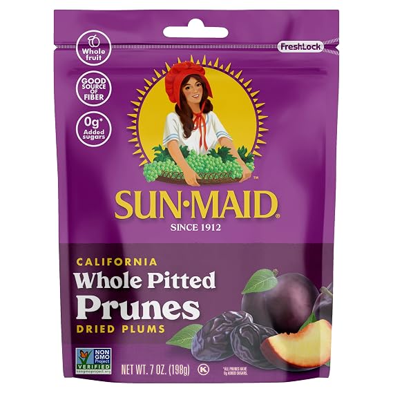 Sun-Maid Pitted Prunes, Non-GMO, 100% Fruit, No Sugar added, 7 oz (Pack of 1)