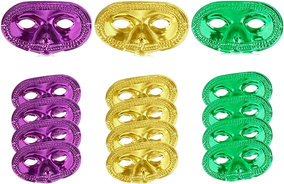 Mardi Gras Masks Bulk 24pcs/12pcs Masquerade Mask with Band Mardi Gras Mask for Men Women Mardi Gras Decor Cosplay