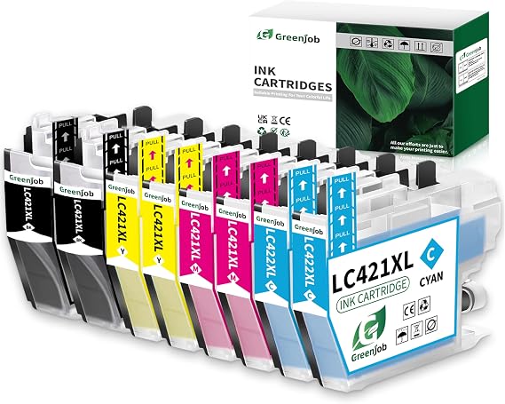 LC421XL Ink Cartridges Replacement for Brother LC421 LC-421XL LC-421XLVAL Ink Cartridges Multipack Compatible with Brother DCP-J1050DW MFC-J1010DW DCP-J1140DW DCP-J1800DW Printer (8-Pack)