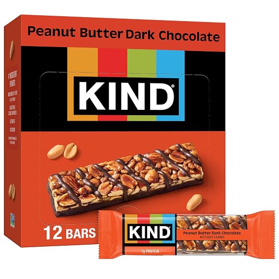 KIND Healthy Snack Bar, Peanut Butter Dark Chocolate, 7g Protein, Gluten Free Bars, 1.4 OZ, (60 Bars)