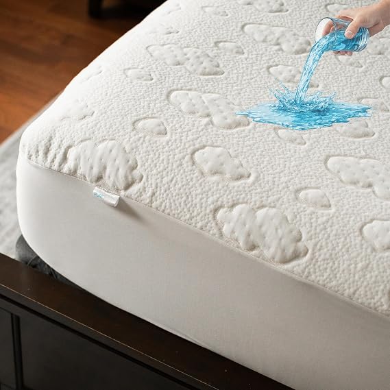 PUREgrace Twin Mattress Protector Cooling Eucalyptus Tencel Fiber Waterproof Breathable Mattress Pad Cover with Corner Safety Straps, Ultra Soft Durable Fit for Kids, Potty Training & Bedwetting