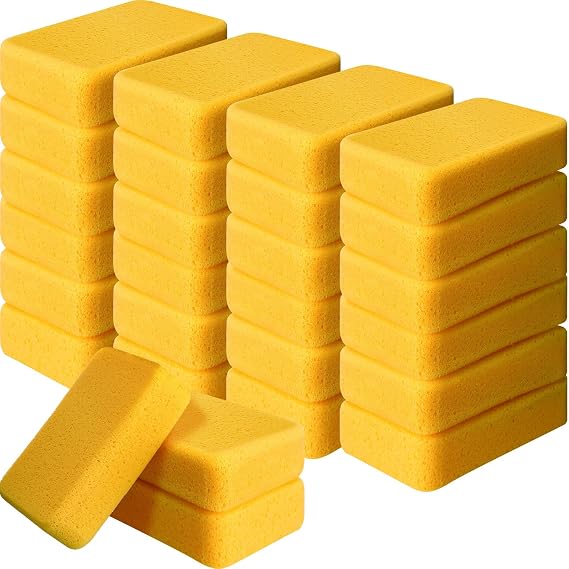Tioncy 24 Pcs Large Sponges Bulk Car Cleaning Foam Commercial, Yellow