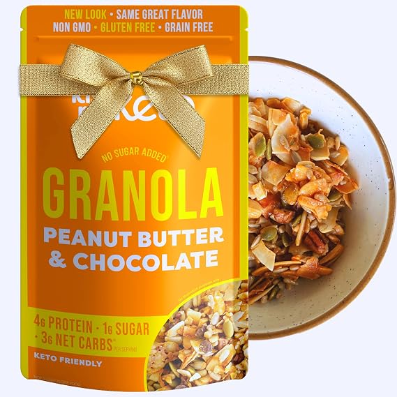 Kiss My Keto Granola Cereal Grain Free Keto Cereal, Gluten Free Protein, Keto Nut for Yogurt (Peanut Butter & Chocolate, Pack of 1)