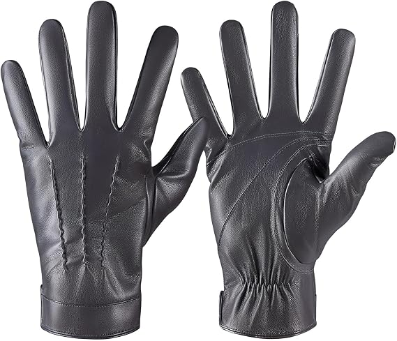 Winter Leather Gloves for Men,Touchscreen Snow Driving Gloves with Cashmere Lining for Motorcycle Driving Riding