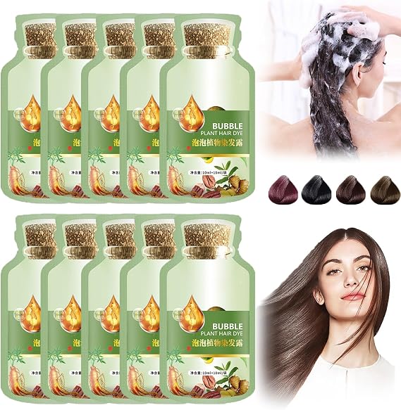 New Natural Plant Hair Dye,Botanical Bubble Hair Dye 20ml x 10 packs,Fruitcolor Hair Dyeing Cream Natural Plant Hair Dye Shampoo,Pure Plant Extract Color : Coffee