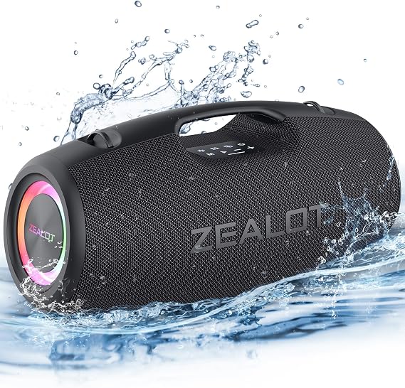 Zealot Bluetooth Speaker 150 W Peak (120 W RMS) with Booming Bass IPX6 Waterproof 40 H Playtime EQ Modes USB/TF/AUX Porta RGB Light Wireless Speaker for Outdoor Camping Beach and Parties