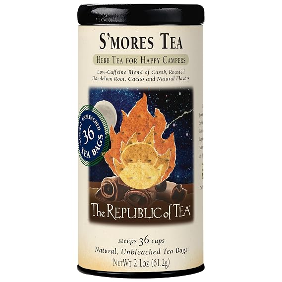 The Republic of Tea Smores Herbal Chocolate Tea Tin, 36 Low-Caffeine Tea Bags