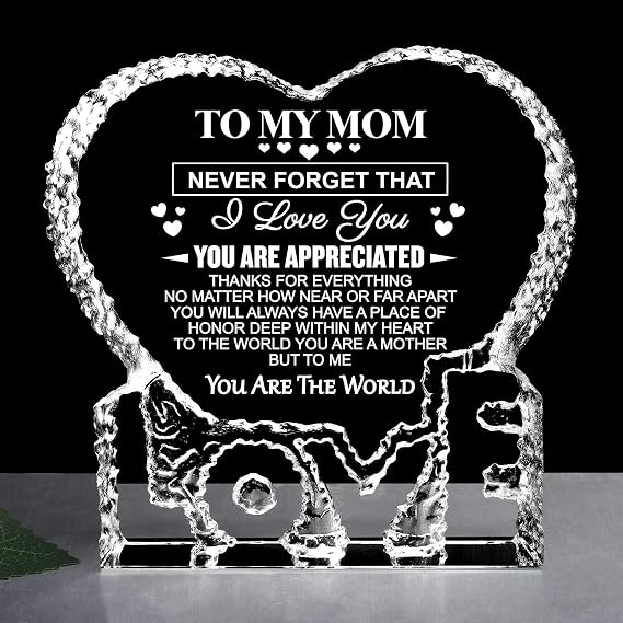 ZHSHWAT Gifts for Mom, K9 Crystal Keepsake Gift from Daughter Son for Mom,Mothers Day Anniversary Birthday Present for Mother