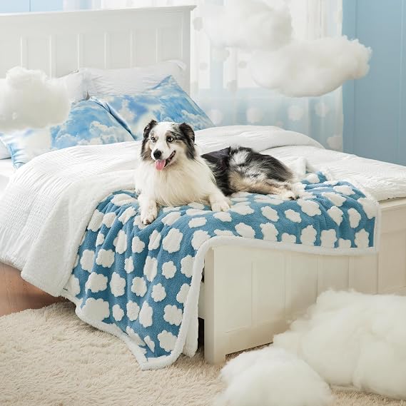 LE SURE Waterproof Dog Blankets for Large Dogs Cute Cozy 3D Jacquard,50x60