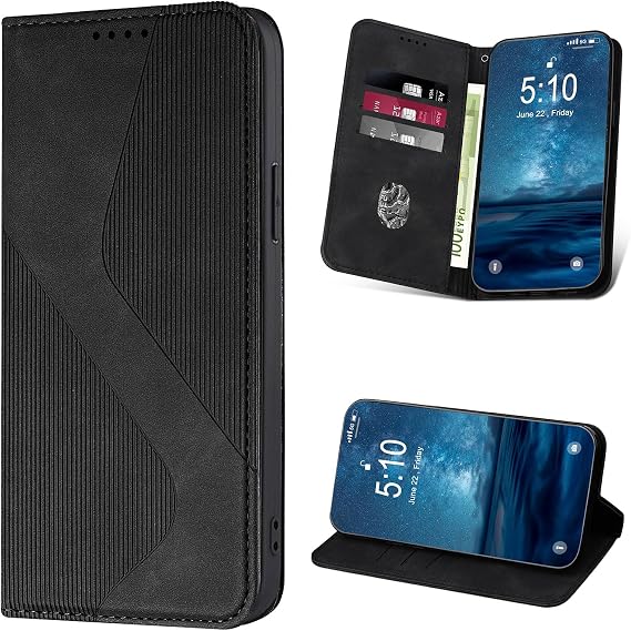 Mobile Phone Case for Oppo Find X5 5G Case PU Leather Wallet Flip Case [Card Slot] Foldable Flip Case Shockproof Case Protective Case for Oppo Find X5 5G (Black)