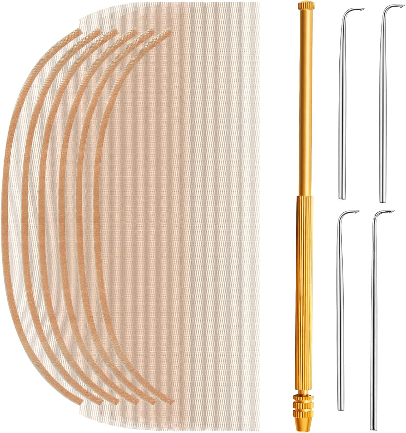 Hanaive 11 Pieces Wig Making Kit Including 6 Swiss Lace Net and Brass Ventilating Holder with 4 Ventilating Needles Wig Kit for Lace Front Wigs for BeginnersLight Brown