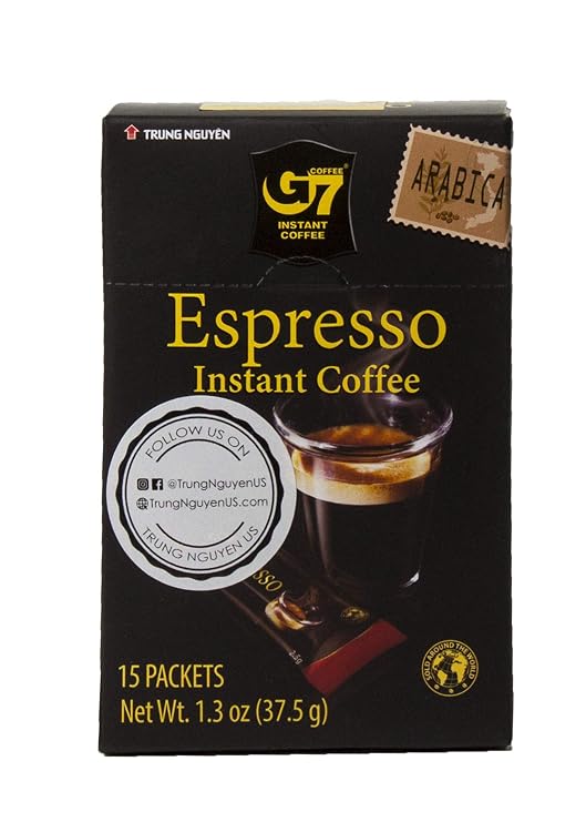 Trung Nguyen G7 Instant Coffee Espresso Strong and Bold Instant Vietnamese Coffee (15 Packets/Box)