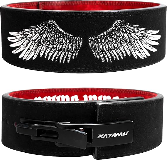 Katamu USPA & IPL Approved Premium Lever Belt — 10mm and 13mm Leather Powerlifting Belt for Men and Women, Steel Lever Buckle, 4 Inch Wide Back Support for Deadlifts and Squats
