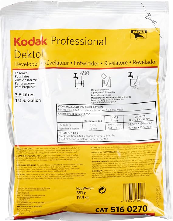 KODAK Dektol Black & White Paper Developer, Powder to Make 1 Gallon.