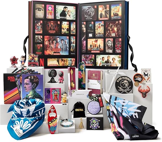 YuMe Netflix Gift Box - 2026 Calendar with 24 Collectibles | Premium Gifts & Toys from 7 Iconic Series Like Stranger Things, Squid Game & Outer Banks | Christmas or Birthday Gifting for Fans