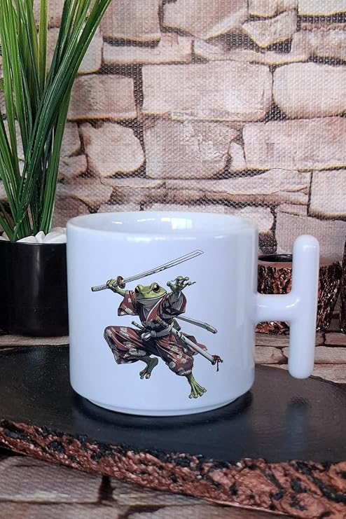 Samuray Kurbağa Baskılı Japon Sanatı Anime Manga Hediye Baskılı T Kulplu Latte Fincanı Kupa Bardak, QB1L5270