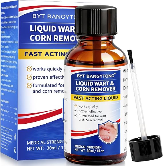 Wart Remover Liquid - Gentle Formula for Plantar Warts, Common & Corn on Feet, Hands and Other External Areas - Salicylic Acid - NET WT: 30ml/ 1fl oz