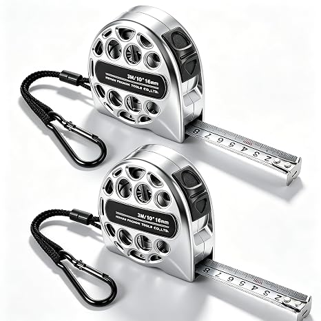 2 Pack Tape Measure 10ft Stainless Steel Measuring Tape with Hollow Design | Waterproof & Rustproof Heavy Duty Tape Measure for Construction, Carpenter Engineers Work and Home