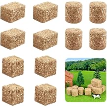 12Pcs Mini Hay Bales Haystack Decoration, Scene Toy Hay Bales Miniature Haystack Decor, Small Bales Tiny Haystack Fall Village for Table Toy Hay Stacks Dollhouse Decor