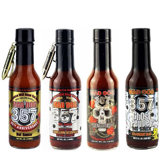Mad Dog 357 Deluxe 4 Bottle Gourmet Hot Sauce Gift Set