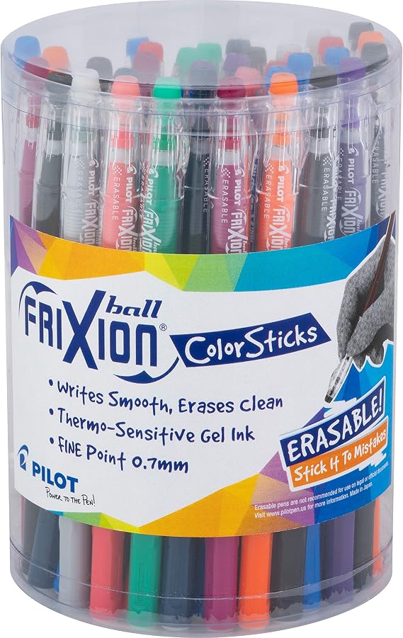 PILOT FriXion ColorSticks Erasable Gel Ink, Assorted Colors, Pack of 36