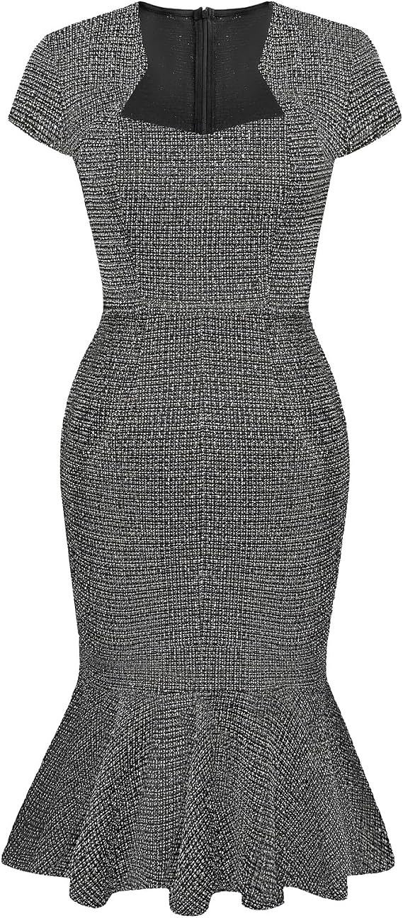 GRACE KARIN Womens Cocktail Dress Fishtail Tweed Bodycon Dresses