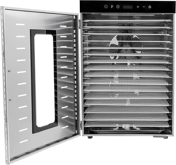 Food Dehydrator Machine, 16-Tray Stainless Steel Food Dryer, 0.5-24h Timer and Adjustable Timer (86-194F), 1350W Dehydrators for Food and Jerky, Herbs, Fruit, Dog Treats