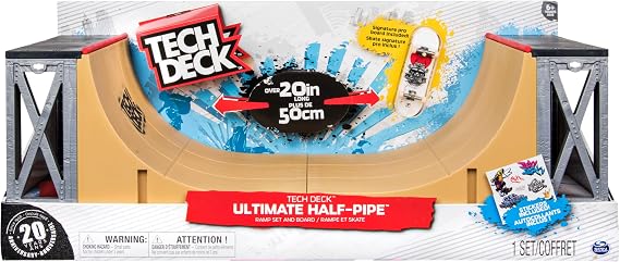 TECH DECK, Ultimate 20-Inch Half-Pipe Ramp Playset and Exclusive Primitive Pro Fingerboard, Kids Toys for Boys and Girls Ages 6 and up