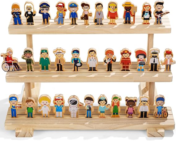 Kathfly 36 Pcs Wooden Community Helpers People, Career Figures Toy