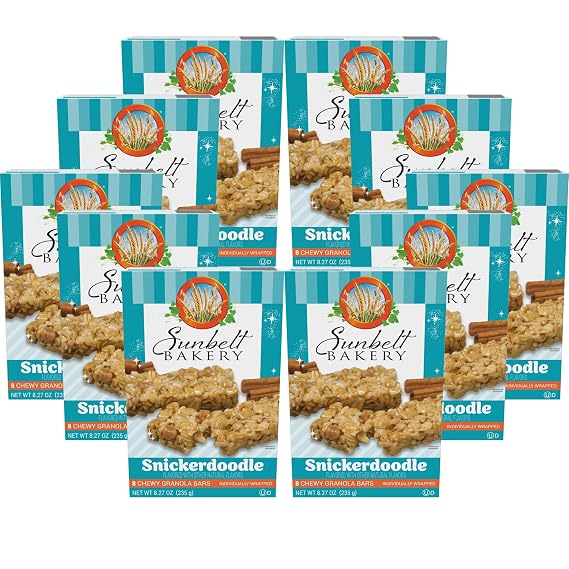 Sunbelt Bakery Snickerdoodle Chewy Granola Bars, 10 Boxes, 80 Individually Wrapped