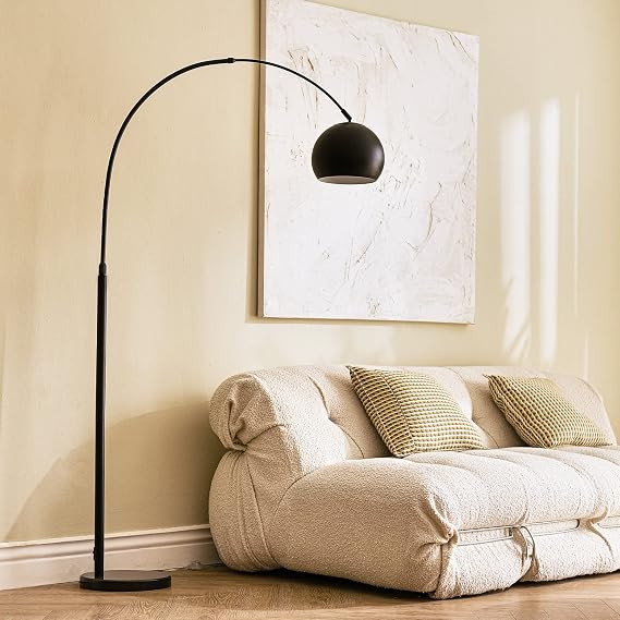 CO-Z Modern Arc Floor Lamp 69", Arch Floor Lamps with LED Bulb, Inner White Metal Shade and Marble Base, Contemporary Standing Light for Living Room Couch Sofa