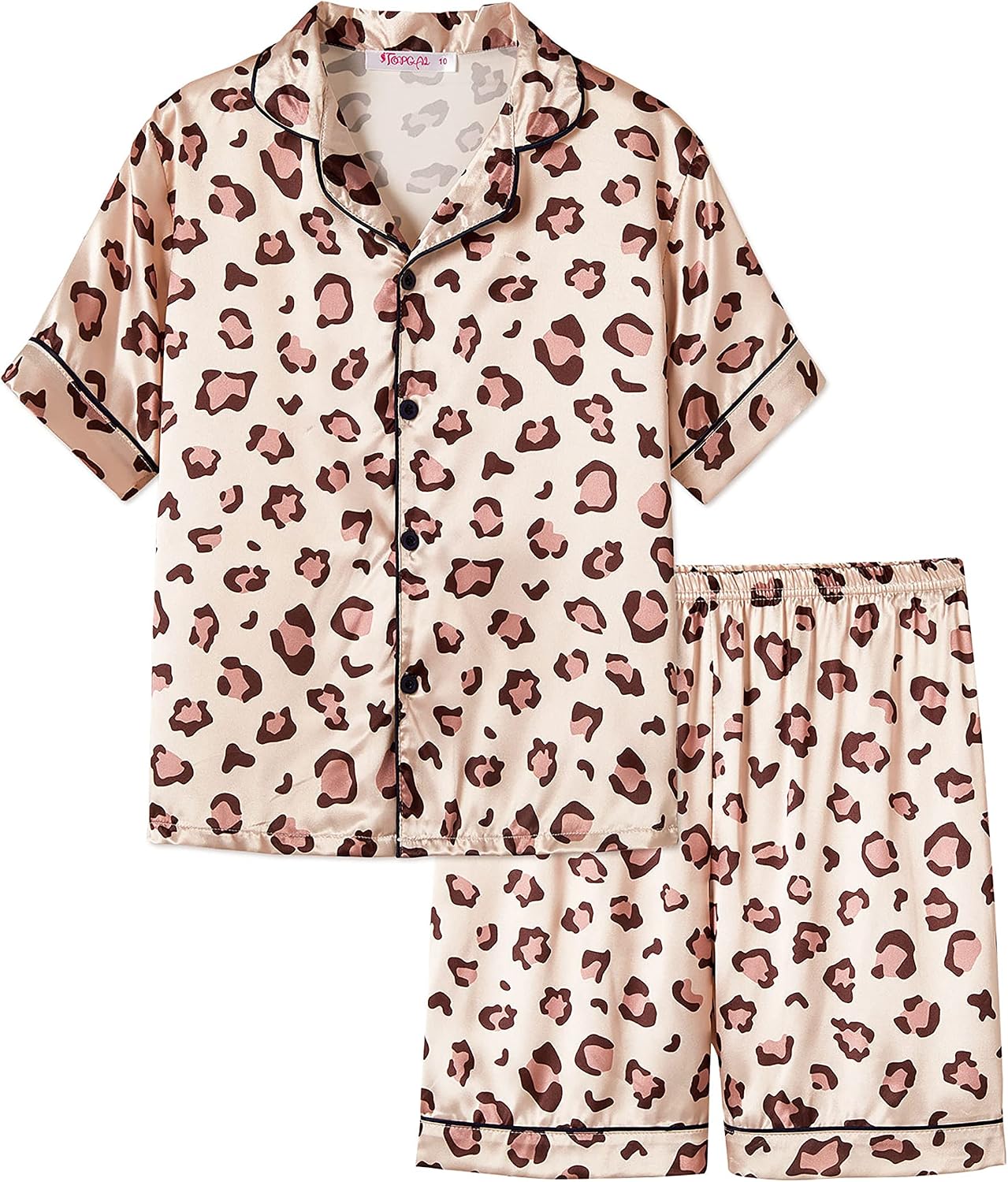 Topgal Satin Pajamas for Girls Coat Style Unicorn & Cat Silky Button Down PJ Set Size 6-16
