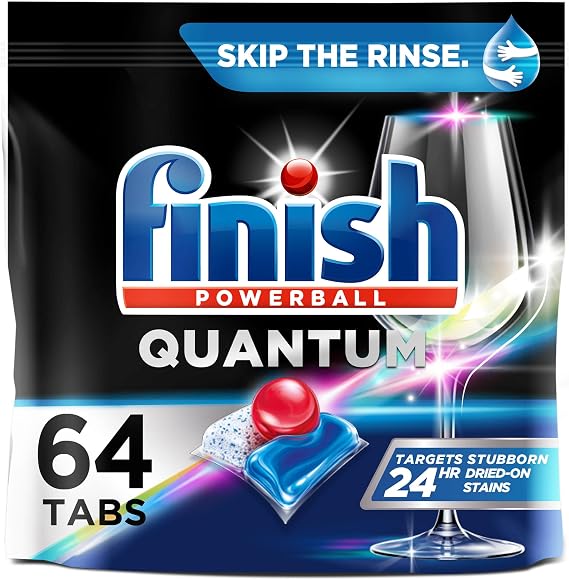 Finish - Quantum - 64ct - Dishwasher Detergent - Powerball - Ultimate Clean & Shine - Dishwashing Tablets - Dish Tabs