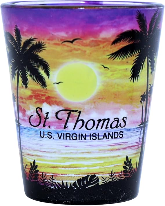 St. Thomas US Virgin Islands Palm Sunset In And Out Shot Glass