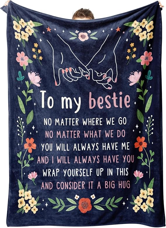 Best Friend Birthday Gifts for Women, Bestie Blanket Blue, 60" x 50"