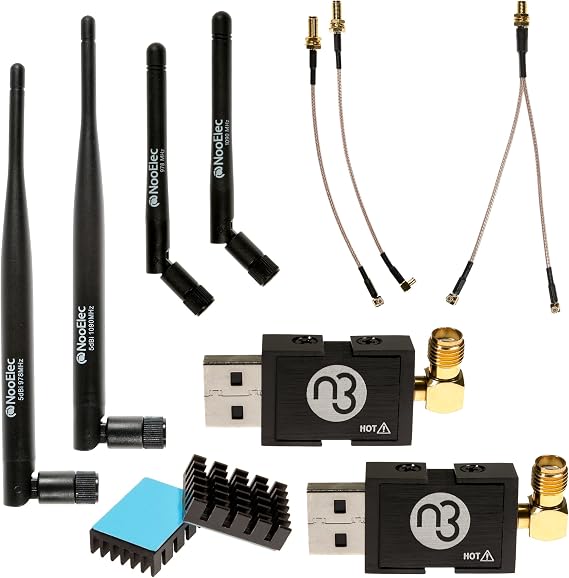 Nooelec Dual-Band NESDR Nano 3 Premium ADS-B (978MHz UAT & 1090MHz 1090ES) Bundle for StratuxTM, Avare, Foreflight, FlightAware & Other Applications. Includes 2 SDRs, 4 Antennas, 5 Adapters.