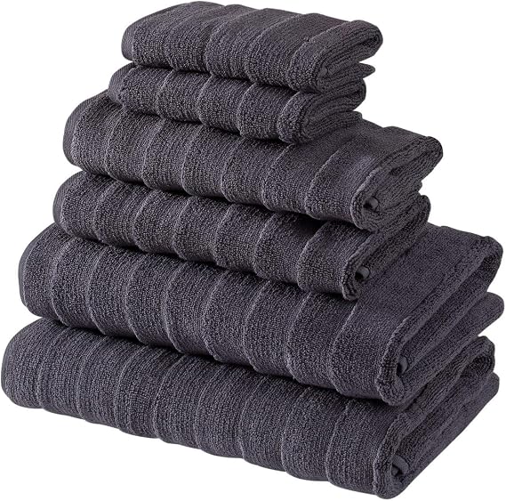 BAGNO MILANO Turkish Bath Towels Set - 100% Cotton Towels Velvety Soft & Ultra-Absorbent (Grey, 6 pcs Towel Set)