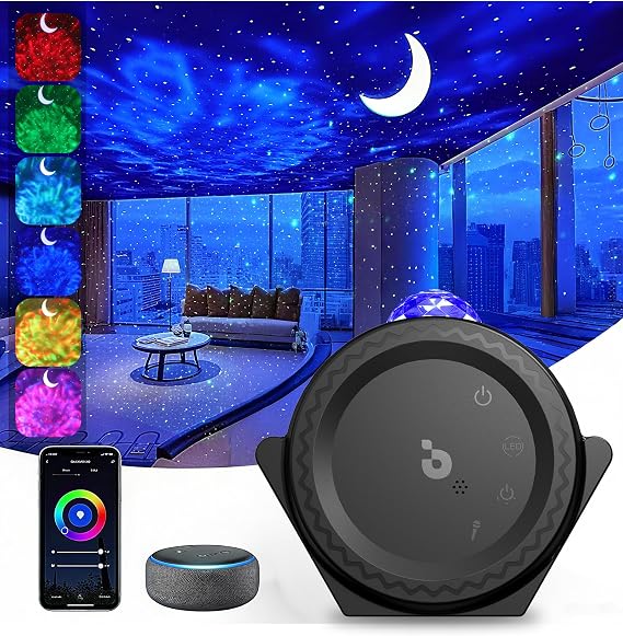 Galaxy Projector 3 in 1 Star Lights Projector with Nebula Moon Ocean, Kids Adults 3D Starlight with Smart Control Timer Voice Control, Compatible Alexa Google Assistant,for Bedroom Gifts(Black) [Energy Class E]