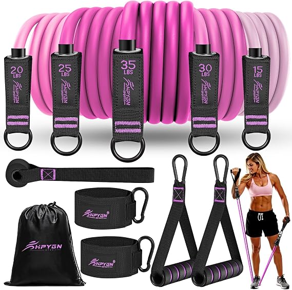 HPYGN Resistance Bands, Exercise Bands for Working Out, Workout Bands Men, Fitness Band with Handle, Door Anchor, Home Gym Equipment for Musle Training, Physical Therapy, Strength Training, Shape Body