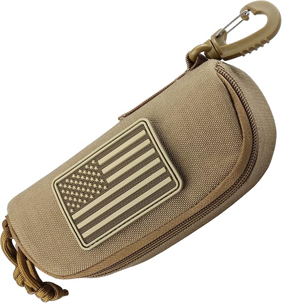 WYNEX Tactical Molle Glasses Pouch, Shockproof Eyeglass Case, Sunglass Case Hard Shell with Patch, Universal Protects Glasses