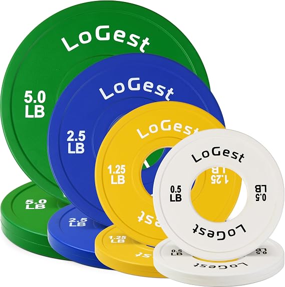 Logest Change Weight Plates 0.50LB 1.25LB 2.5LB 5LB Set Weight Plates for Olympic Bars Perfect for Strength Training Weight Plates Exercise Balance Increase Fractional Plate Olympic Bumper Plates