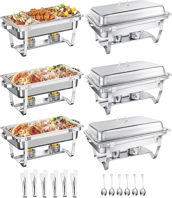 Chafing Dish Buffet Set,9L Food-Grade Stainless Steel,6 Packs