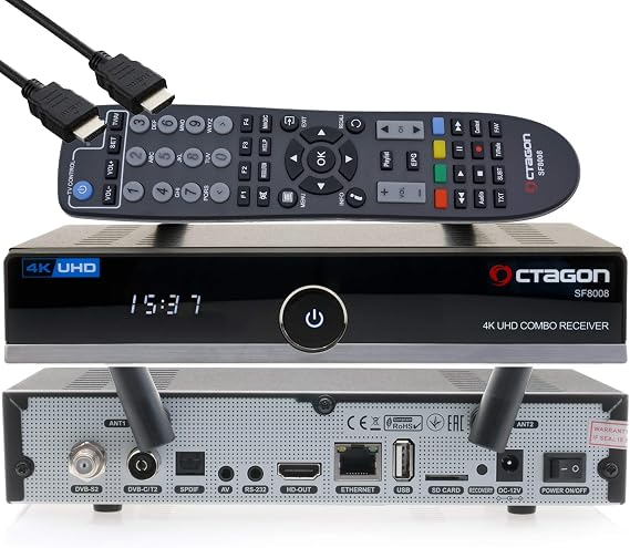 OCTAGON SF8008 Combo 4K DVB-S2X DVB-T2 Multistream UHD + Free EasyMouse HDMI Cable