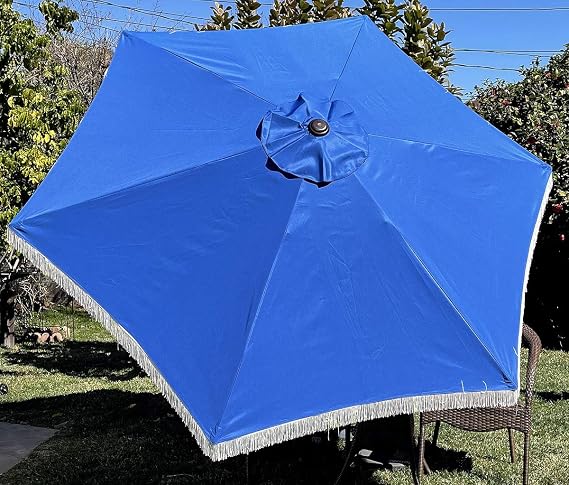 BELLRINO Decor Replacement Tassel Edge Royal Umbrella Canopy for 9ft 6 Ribs (Canopy Only) C003-6R-ROYAL