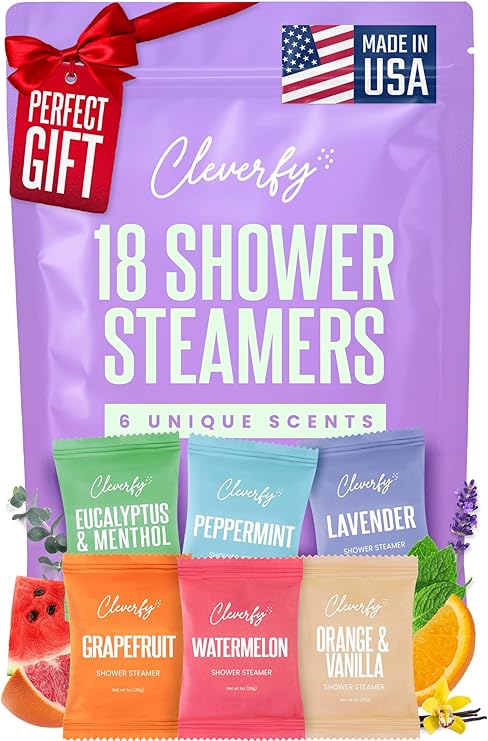 Cleverfy Shower Steamers Aromatherapy Gifts for Women and Men, 18 Tablets | Birthday, Self-Care, Spa & Relaxation Gifts | for Teen Girls, Mom, Best Friend, Sister, Her, Girlfriend, Grandma, Wife