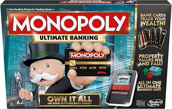 Hasbro Gaming Monopoly Ultimate Banking Edition Board Game for Families and Kids Ages 8 and Up, Electronic Banking Unit
