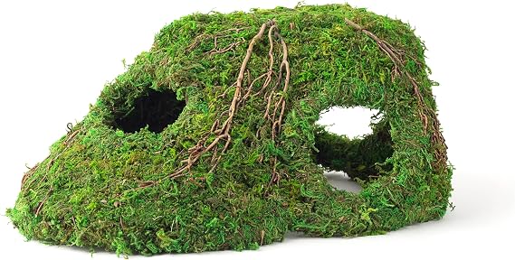 Galapagos (05370) Mossy Sapa Corner Hide - The Perfect Reptile Hide for Security and Comfort - A Natural and Secure Hide for Reptiles, Amphibians, and Invertebrates, L10 x W5.5 x H4.5